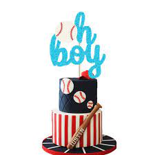 Old baseballs were place on top and cute bats stood tall in the center. Baseball Oh Boy Cake Topper Concessions Baby Shower Cake Decor Sport Themed Gender Reveal It S A Prince It S A Boy Party Cake Supplies Decorations Amazon Com Grocery Gourmet Food