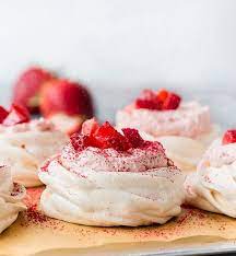 Use a food disher for consistently sized mounds of meringue. Strawberry Mini Pavlova Sweet Savory