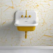 Vasque Style Ecole En Ceramique 60 Cm True Colors Jaune Lavabo Collectif Vasque Style Ecole