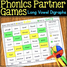 In kindergarten, students learn that the letters ch together sound like a the technical term for two letters creating one sound is digraph. Phonics Partner Games For Long Vowel Digraphs Ou Ow Oo Oi Oy Au Aw And More