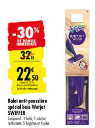 Swiffer balai kit wet jet balai déplié lingettes bouteille swiffer à , carrefour. Offre Balai Anti Poussiere Special Bois Wetjet Swiffer 30 De Remise Immediate Chez Carrefour
