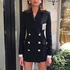 Blazer Women S Shawl Collar Strass Buttons Double Breasted Long Blazer Jacket Blazers For Women Long Blazer Jacket Blazer Designs