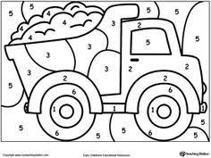 Print out these free printable preschool coloring pages online and let your. Color By Number Truck Preschool Coloring Pages Coloring Pages Transportation Preschool