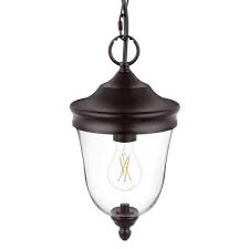 Hampton Bay Russo 13.75 in. 1-Light Matte Black Hanging Dimmable Outdoor Pendant Light