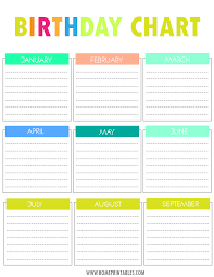 Birthday Chart For Classroom Printable Printable Birthday Chart In 2020 Birthday Charts Printable Chart Job Chart