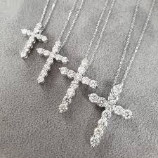Pave ghsi diamond cross pendant. Diamond Cross Necklace 18k White Gold H Si2 In Variable Sizes