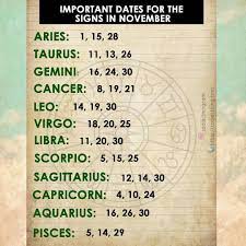 Important Dates For The Signs In November Aries Aries Taurus Taurus Gemini Gemini Cancer Cancer Leo Leo Virgo Zodiac Signs Horoscope Zodiac Quotes