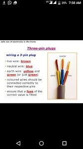 These electrical color codes specify the function of each wire in a given circuit. What Is The Colour Of The Earth Wire In A Three Pin Plug Quora