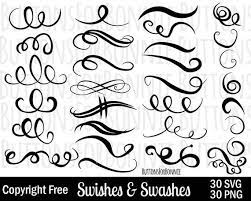 30 Swoosh Swirl Swash Vector Design Elementssvg Png Etsy Swash Free Design Elements Vector Design