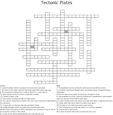 Lesson assessment and answer key ; Plate Boundaries Crossword Wordmint