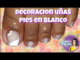 Diseño de uñas flores turquesa para pie | uñas decoradas simples y sencillas / decoración de uñas. Diseno De Unas Para Pies En Blanco Unas Paso A Paso Youtube