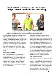 Sensibilisation Handicap Un Grand Merci Au Telegramme Sensibilisation Handicap College