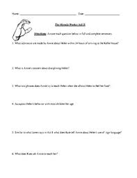 The Miracle Worker Act Ii Worksheet Test Or Homework And Detailed Answer Key