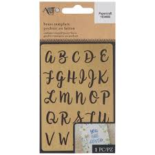 Using embossing paste with brass stencils is becoming a really effective way of decorating cards when card making. Brass Script Alphabet Stencil Hobby Lobby 1834605