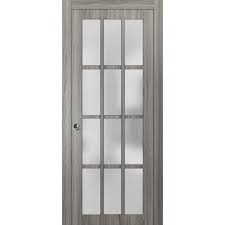 Shop wayfair for all the best 36 x 80 french interior doors. Sliding French Pocket Door 36 X 80 Inches With Frosted Glass 12 Lites Felicia 3312 Ginger Ash Gray Kit Trims Rail Hardware Solid Wood Interior Bedroom Sturdy Doors Walmart Com Walmart Com