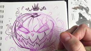 Große auswahl an pumpkin 8. Pumpkin King Ink Drawing Real Time Youtube