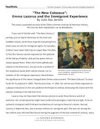 The New Colossus Emma Lazarus And The Immigrant Experience Pages 1 4 Flip Pdf Download Fliphtml5