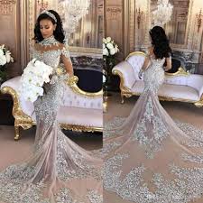 Mermaid wedding gowns have almost become classic ones because they are very trendy and extremely feminine; Sexy Mermaid Style Wedding Dress High Neck Bling Bling Appliques Chapel Train Luxury Illusion Long Sleeves Bridal Gowns For Bride Bridal Couture Casual Wedding Dress From Foreverbridal 171 58 Dhgate Com