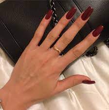 As the caption suggests, use the gel polish for your nails to give a shiny twist to your french tips. Dark Red Square Nails Www Publicdesire Com Red Acrylic Nails Burgundy Nails Dark Nails