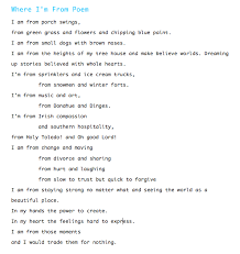 My Where I M From Poem Where Im From Poem Poem Template I Am Poem