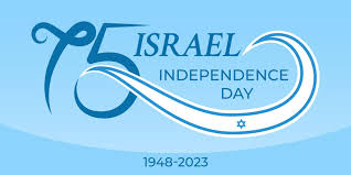 75 anni anniversario Israele indipendenza giorno. saluto bandiera con  numero 75 e il israeliano bandiera. grande per logo, carta, sito web,  Stampa, disegno, manifesto, sociale media. vettore piatto stile  illustrazione 21618857 Arte