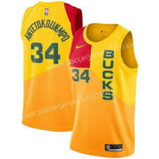 Milwaukee Bucks 34 City Version Yellow Nba Jersey Milwaukee Bucks Nba Jersey Basketball T Shirt Designs