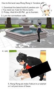 The demo uses placeholder graphics and animations; Rong Rong Guys Pls This Is Rong Yea Anyway Yandere Simulator Was Updated Yesterday And You Can Switch To Rong Rong Mode Thank You For All The Screenshots That You