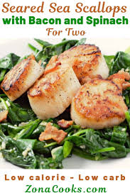 Scallops are infinitely adaptable, pairing well with many vegetables and herbs, spices and sauces. Seared Scallops With Spinach And Bacon 20 Minutes Zona Cooks