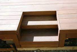 Inset Deck Step Framed With Wood Deck Designs Backyard Deck Stairs Decks And Porches