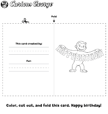 Find images of happy birthday card. Curious George Birthday Card Kids Coloring Pbs Kids For Parents