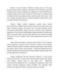 Permainan tradisional merupakan permainan lama atau warisan… Laporan Karnival Permainan Tradisional