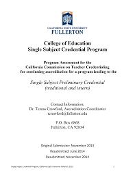 Single Subject Edsc Program Assessment 2013