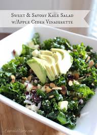 Sweet Savory Kale Salad With Apple Cider Vinaigrette Laurenda Marie Sweet Kale Salad Avocado Recipes Kale Recipes