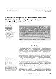 Pdf Resolution Of Pregabalin And Mirtazapine Associated Restless Legs Syndrome By Bupropion In A Patient With Major Depressive Disorder