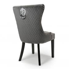 Dining chairs junior dining chairs upholstered chairs folding chairs dining chair underframes & seat shells chair covers chair pads. Lion Head Grey Brushed Velvet Dining Chair Lion Head Knocker Chair