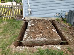Dig the area with plenty of elbow room, about one foot all around the pipe. Is It A Problem To Leave A Sprinkler Line Through Concrete Shed Footing Home Improvement Stack Exchange