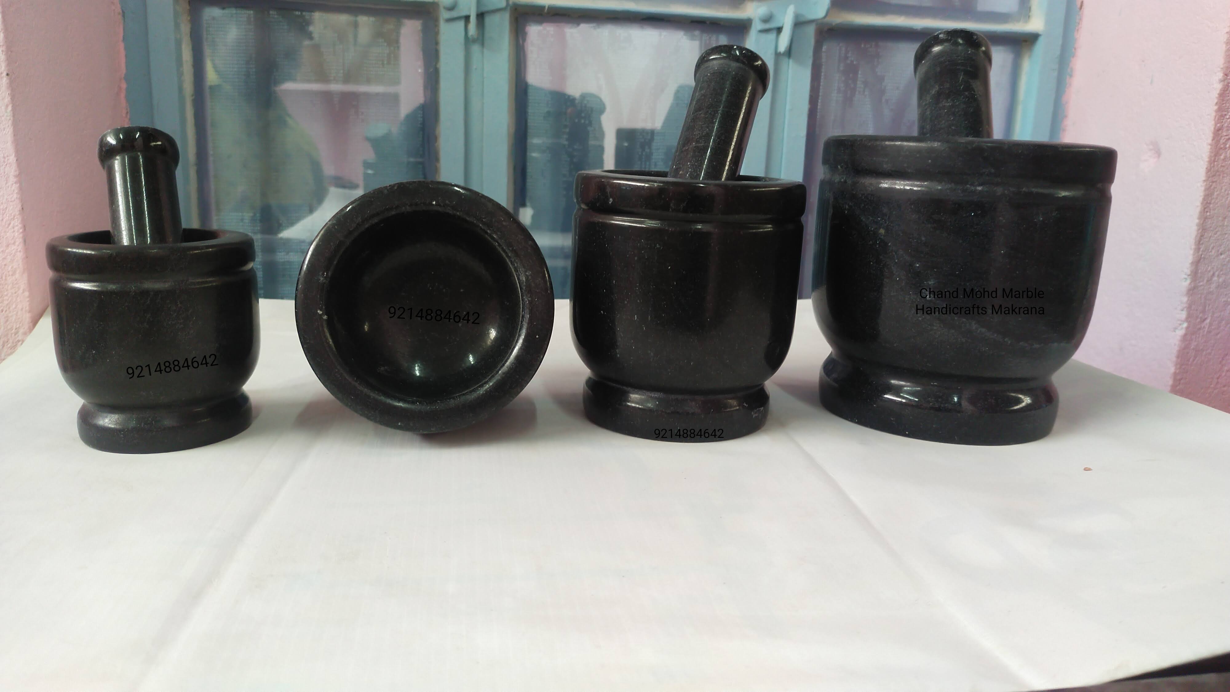 Black Marble Mortar and Pestle