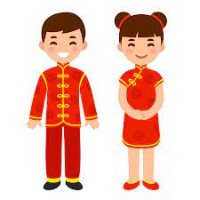 Chinese cartoon for kids is featuring 15 chinese cartoons for children! Cute Boy And Girl In National Costume Of China Cartoon Children In Traditional Red Chinese New Year Clothes Vector Clip Art Illustration Tasmeemme Com