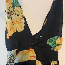 Fashion Nova Floral Maxi Dress Norah Black Yellow Size Small Tropical Vacation | eBay - Product from eBay