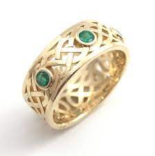 9ct Gold Emerald Celtic Ring Handmade In Uk Etsy Celtic Emerald Ring Emerald Celtic Celtic Rings