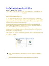 Karenanya perlu kita diketahui apa saja manfaat dan kegunaan. Back Up Dapodik Dengan Dapodik Helper
