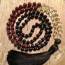 Strength Harmony Mala Garnet And Clear Quartz Mala Necklace Onyx Mala Beads Gemstone Mala Mala Beads 108 Meditation Yoga Mala Gemstone Mala Mala Necklace Mala Beads
