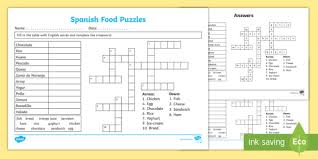 You can play the crossword from this page or print it. Spanish Food Fill In And Crossword Worksheet Twinkl
