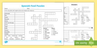 This crossword puzzle game is daily updated! Spanish Food Fill In And Crossword Worksheet Twinkl