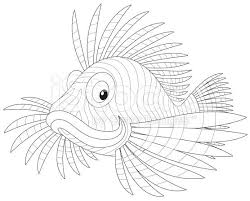 Black And White Saltwater Fish Clipart Sea Scorpion Swimming Black And White Outline Vector Illustrations Lion Fish Illustration Fish Vector