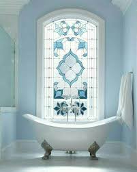 I started by cleaning the glass on the window in my shower where i wanted my faux stained glass. Blue Vintage Bathroom Decor With Stained Glass Window Beautiful Bathrooms Bathroom Inspiration Bathroom Windows