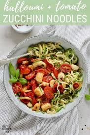If all you have are very large zucchini, stop spiralizing as you get close to the seedy center — noodles from the seeds of large zucchinis can be bitter and don't hold up as. Warm Zucchini Noodles With Tomatoes And Halloumi Hey Nutrition Lady