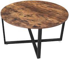 The unique and rustic design in this table. Vasagle Alinru Round Coffee Table Industrial Style Cocktail Table Rustic Brown Walmart Com Walmart Com