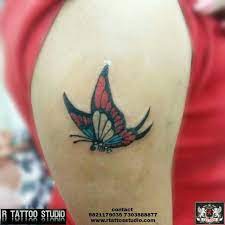 Butterfly Tattoo Colour Full Butterfly Tattoo Done By R Tattoos Studio In Ghatkopar West Mumbai Butterfly Tattoo Tattoo Lettering Tattoo Studio
