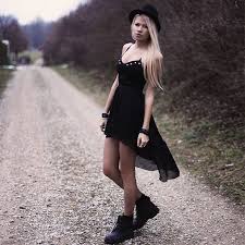 Black High Low Dress Combat Boots Fashion Edgy Fashion Black High Low Dress
